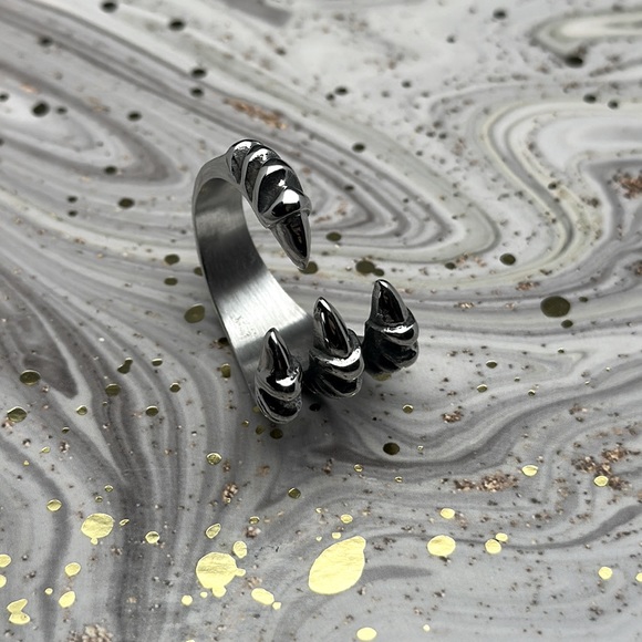 Dragon Claw Silver Stainless Steel Ring - Picture 3 of 4